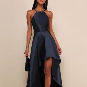 Lulus high low dress navy blue